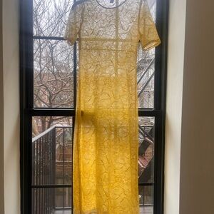 Yellow Lace Maxi Dress - Women